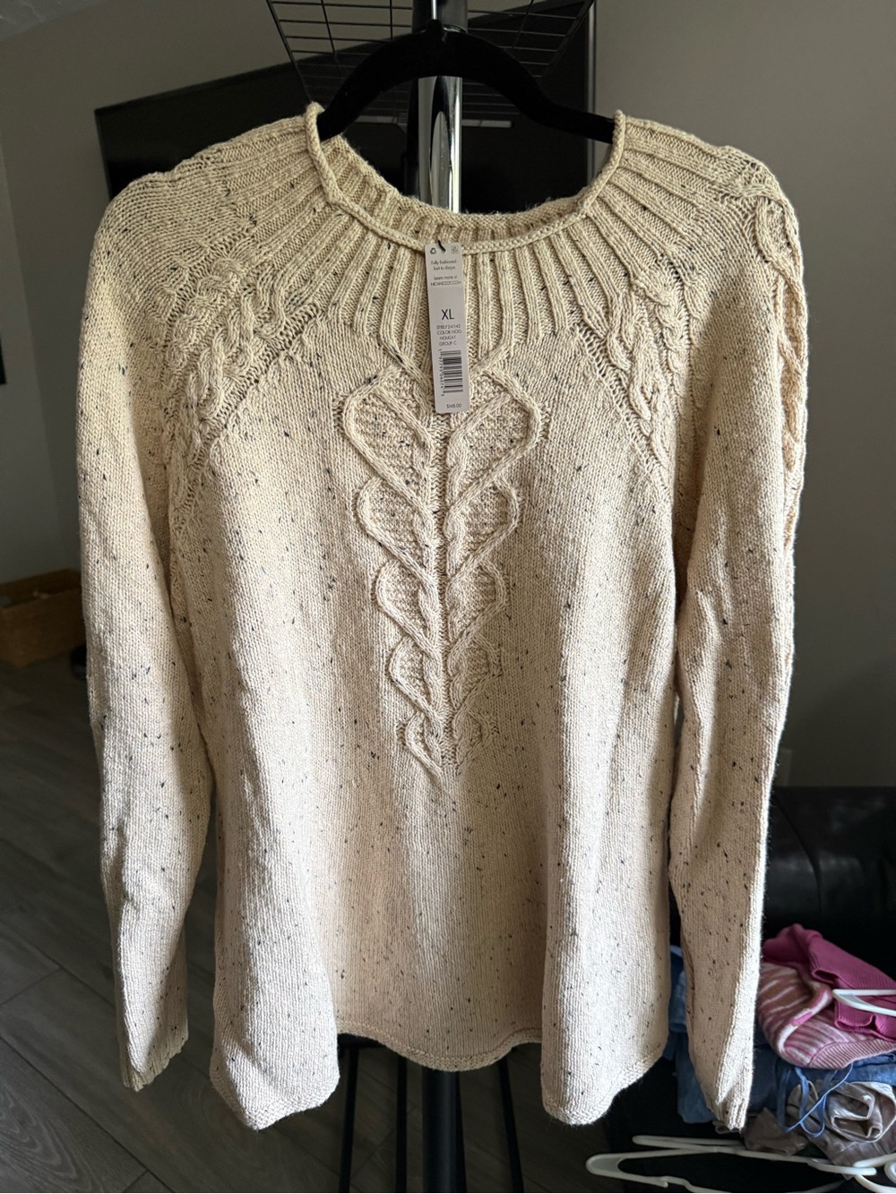 NIC+ZOE Cream Cable-Front Raglan Sweater